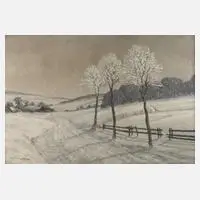 Willy Franz Wirth, Verschneite Landstraße, Öl auf Leinwand