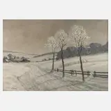 Willy Franz Wirth, Verschneite Landstraße, Öl auf Leinwand