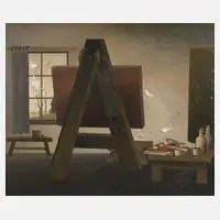 WIlhelm Dietzel, Im Atelier, 1945, Öl auf Spanplatte
