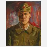 Willi Geiger, Portrait eines rumänischen Soldaten, Öl auf Leinwand