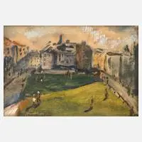 Julius Hüther, Stadtansicht, Mischtechnik auf Papier