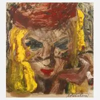 Míla Doleželová, Mädchenportrait, Öl auf Papier?