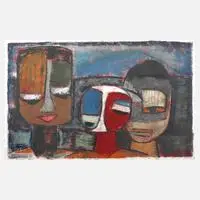 Muraina Oyelami, "Domestic Palaver", Öl auf Papier