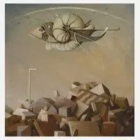 Leopold Peer, Surrealistische Darstellung, Mischtechnik