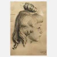 Max Brüning, Mädchenkopf, 1916, Radierung auf kaschierten Chinapapier