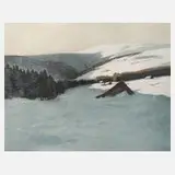 Friedrich Iwan, Winter im Gebirge, Farbradierung auf Velin