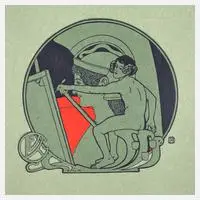 Koloman Moser, "Allegorie der Malkunst", Farblithographie auf grünem Papier