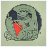 Koloman Moser, "Allegorie der Malkunst", Farblithographie auf grünem Papier