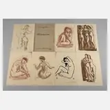 Ernemann Sander, Mappenwerk "Aktzeichnungen", Kreide und Tuschelithographien in verschiedenen Farbtönen