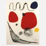 Alexander Calder, "Red, blue and yellow spheres", Farblithographie auf Papier