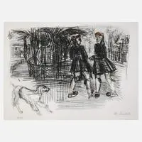 Charles Crodel, "Königlicher Garten in Athen", 1925, Farblithographie auf Maschinenbütten