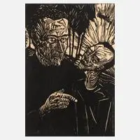 Prof. Erich Heckel, "Der Spaziergang", Holzschnitt