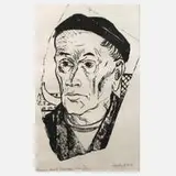 Erich Heckel, "Mann mit Baskenmütze", Lithographie