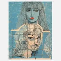 Leherb, Dali und Muse, Farbradierung auf leichtem Karton