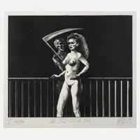 Uwe Pfeiffer, "Der Tod und das Weib", Lithographie auf Velin