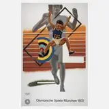 Peter Phillips, Plakat Olympia München 1972, Farbserigraphie und Prägung auf leichtem Karton