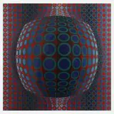 Geometrische Komposition by Victor Vasarely, Farbserigraphie auf leichtem Karton, sold Jun 2024