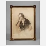 Louis Fischer, Damenportrait, Aquarell
