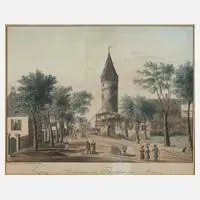 Partie in Frankfurt by Friedrich August Ramadier, Tusche und Aquarell auf Papier, sold Jun 2024