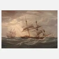 William Joy, Segelschiffe auf hoher See, Aquarell