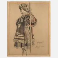 Heroldsstudie by Anton von Werner, 1888, Bleistiftzeichnung mit Rothöhung auf Papier, sold Jun 2024