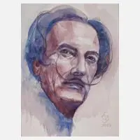 Günter Garbocz, Salvador Dali, 2022, Aquarell über Bleistift auf leichtem Karton