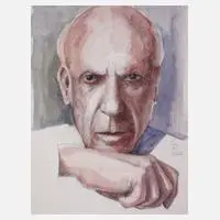 Günter Garbocz, Pablo Picasso, 2022, Aquarell über Bleistift auf leichtem Karton