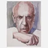 Günter Garbocz, Pablo Picasso, 2022, Aquarell über Bleistift auf leichtem Karton