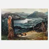 Ludwig Gschosmann, "Tegernsee mit Wallberg", Mischtechnik