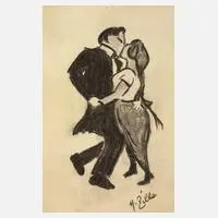 Tanzendes Paar by Heinrich Zille, 1913, Kreide auf Papier, sold Jun 2024