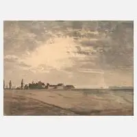 Paul Weber, Landschaft mit Gehöft, Aquarell auf Papier