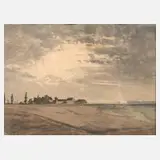 Paul Weber, Landschaft mit Gehöft, Aquarell auf Papier