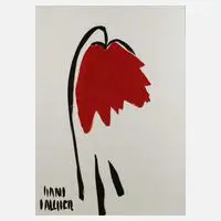 Hans Salcher, Rote Blume, Tusche und Deckfarben auf Bütten