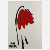 Hans Salcher, Rote Blume, Tusche und Deckfarben auf Bütten