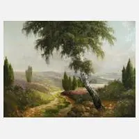Manfred Feiler, "Blühende Heide", Öl auf Leinwand