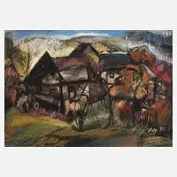 Diethard Mey, "Bauerngut im Herbst", Mischtechnik