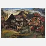 Diethard Mey, "Bauerngut im Herbst", Mischtechnik