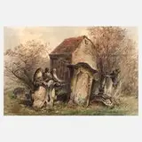 Stephan Rauh, Auf dem Johannisfriedhof in Dresden, 1857, Aquarell auf Papier