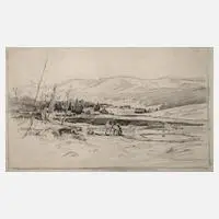 Rudolf Schuster, Erzgebirgische Landschaft, Zeichnung