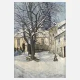 Johannes Carlé, Krebes im Winter, Öl auf Leinwand