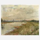 Marta Henckel-Pillnay, Blick auf Dresden, Öl auf leinenkaschierter Pappe