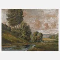 Bachlauf im Sommer by Fritz Leopold Hennig, Öl auf Karton, sold Jun 2024