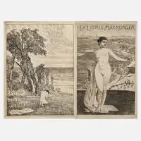 Zwei Exlibris by Max Klinger, Radierungen, sold Jun 2024