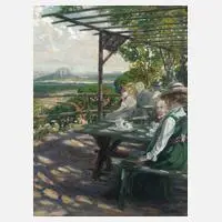 Oskar Schreyer, "Bergwirtshaus Fels-Bärenstein", Aquarell und Deckfarben auf Malkarton