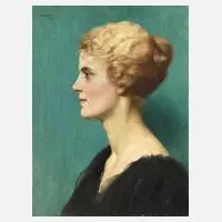 Walther Witting, Damenportrait im Profil, 1924, Öl auf Pappe