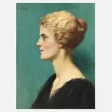 Walther Witting, Damenportrait im Profil, 1924, Öl auf Pappe