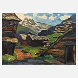 Fredo Bley, Sommerliche Hochgebirgslandschaft, Öl auf Hartfaserplatte