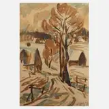 Fredo Bley, "Winter im Erzgebirge", 1975, Aquarell auf Aquarellkarton