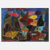 Albert Henning, Abstraktion, Kreiden auf Velourpapier