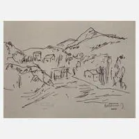 Albert Hennig, Häuser in gebirgiger Landschaft